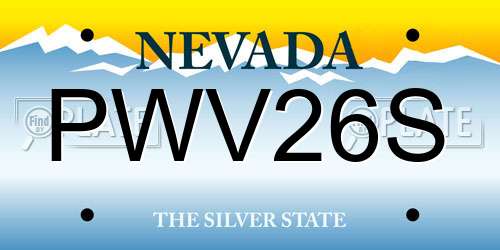 PWV26S Nevada License Plate
