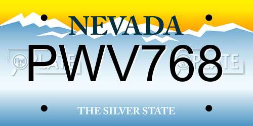 PWV768 Nevada License Plate