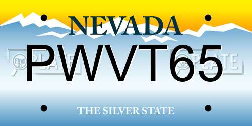 PWVT65 Nevada License Plate