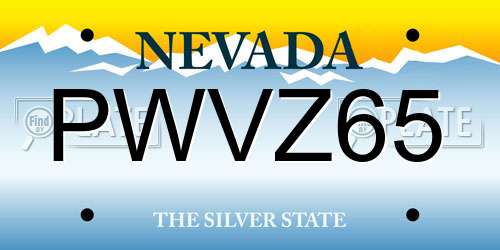 PWVZ65 Nevada License Plate