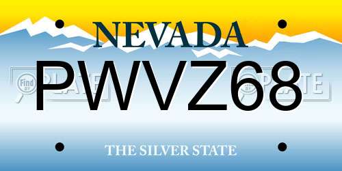 PWVZ68 Nevada License Plate