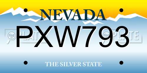 PXW793 Nevada License Plate