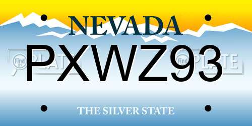 PXWZ93 Nevada License Plate