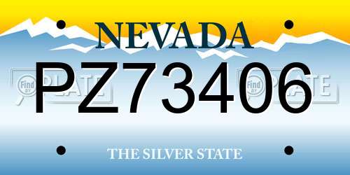 PZ73406 Nevada License Plate