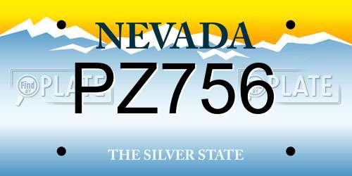 PZ756 Nevada License Plate