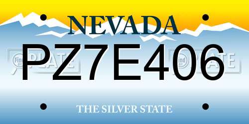 PZ7E406 Nevada License Plate