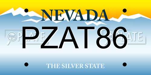 PZAT86 Nevada License Plate