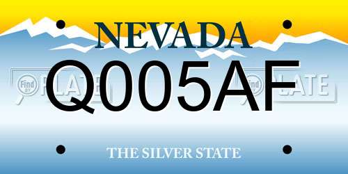 Q005AF Nevada License Plate