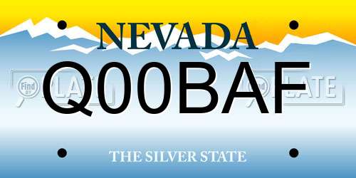 Q00BAF Nevada License Plate