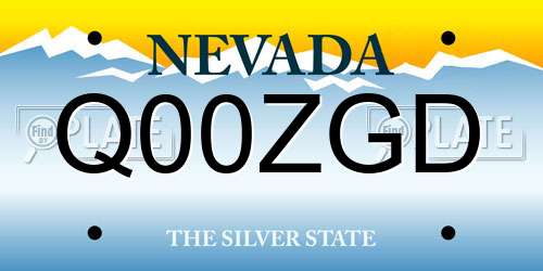 Q00ZGD Nevada License Plate