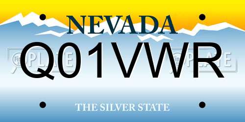 Q01VWR Nevada License Plate