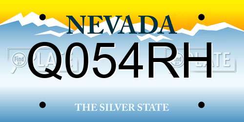 Q054RH Nevada License Plate