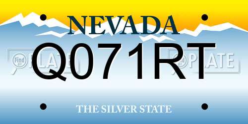 Q071RT Nevada License Plate