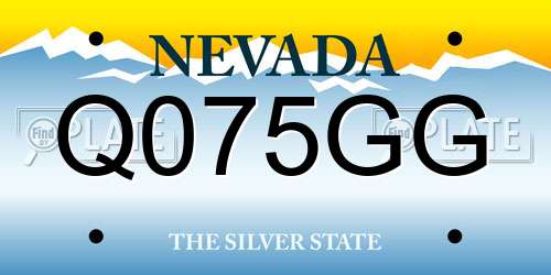 Q075GG Nevada License Plate