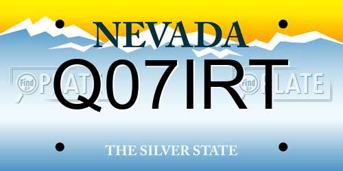 Q07IRT Nevada License Plate