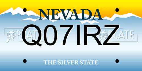 Q07IRZ Nevada License Plate