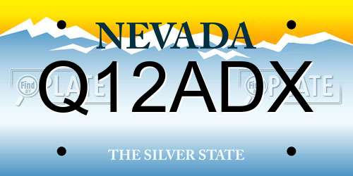 Q12ADX Nevada License Plate