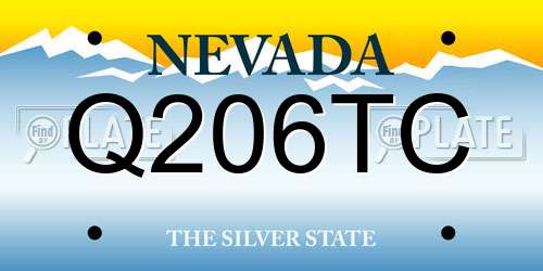 Q206TC Nevada License Plate