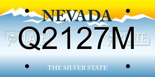 Q2127M Nevada License Plate