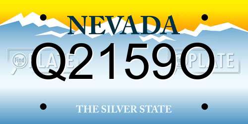 Q2159O Nevada License Plate