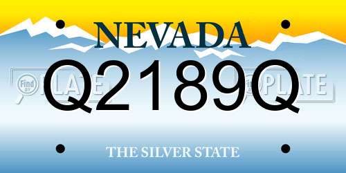 Q2189Q Nevada License Plate