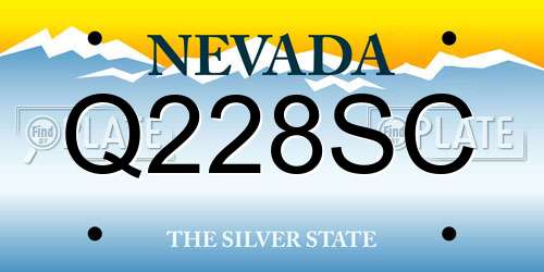 Q228SC Nevada License Plate