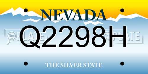 Q2298H Nevada License Plate