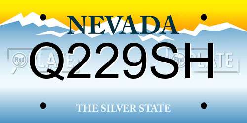 Q229SH Nevada License Plate