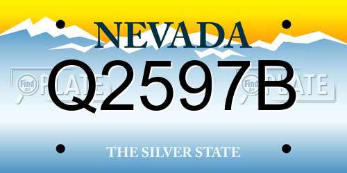 Q2597B Nevada License Plate