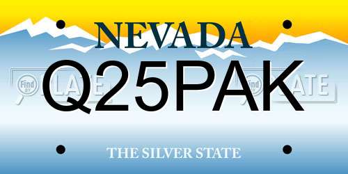 Q25PAK Nevada License Plate