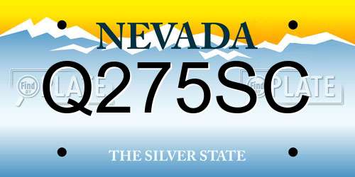Q275SC Nevada License Plate