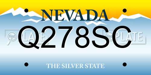 Q278SC Nevada License Plate