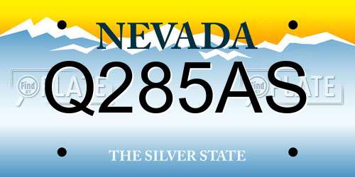 Q285AS Nevada License Plate