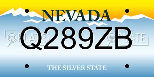Q289ZB Nevada License Plate