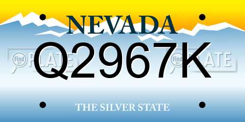 Q2967K Nevada License Plate