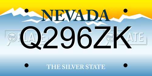Q296ZK Nevada License Plate