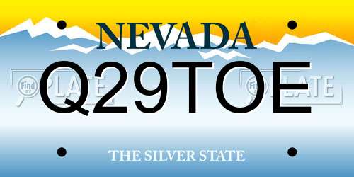 Q29TOE Nevada License Plate
