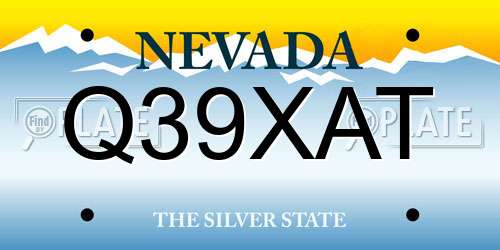 Q39XAT Nevada License Plate