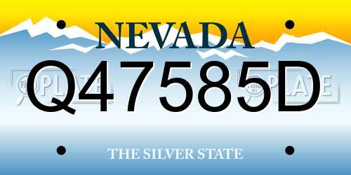 Q47585D Nevada License Plate