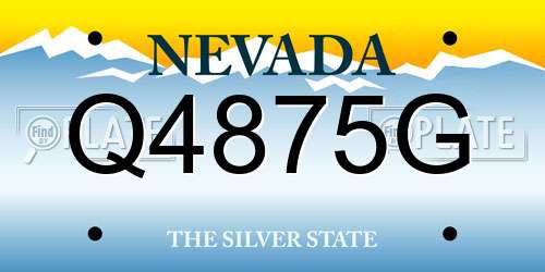 Q4875G Nevada License Plate
