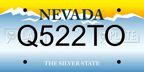 Q522TO Nevada License Plate