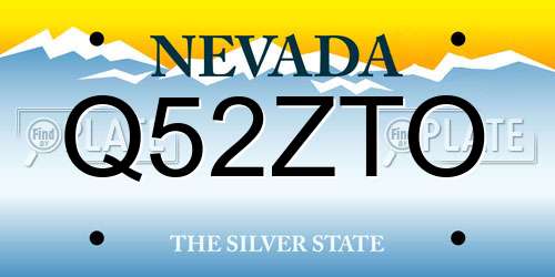 Q52ZTO Nevada License Plate