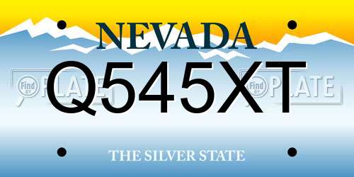Q545XT Nevada License Plate