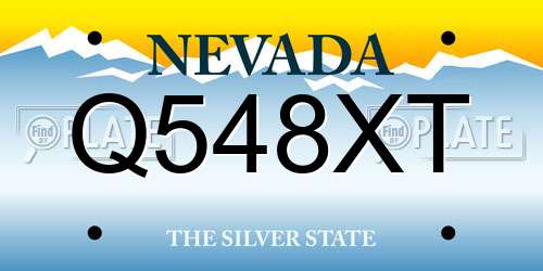 Q548XT Nevada License Plate