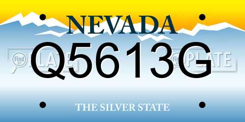 Q5613G Nevada License Plate