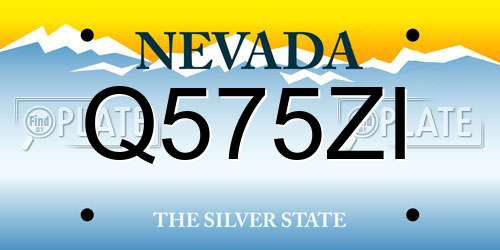 Q575ZI Nevada License Plate
