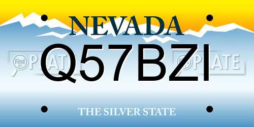 Q57BZI Nevada License Plate
