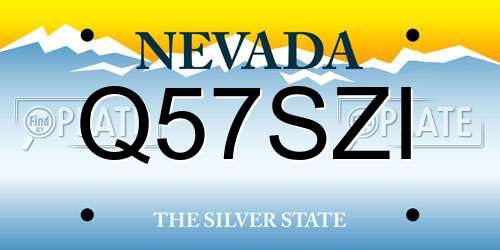 Q57SZI Nevada License Plate