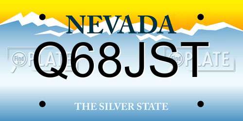 Q68JST Nevada License Plate