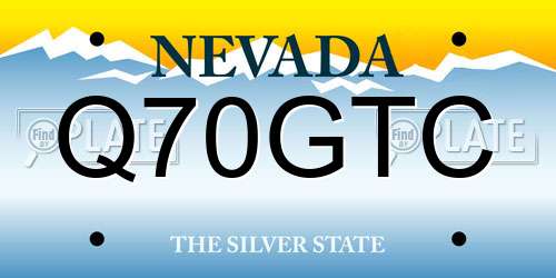 Q70GTC Nevada License Plate